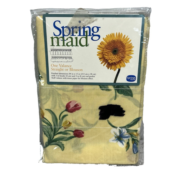 Vintage Springmaid Valance Straight/Blouson 84"X15" Summer Days Floral Yellow - Picture 1 of 11